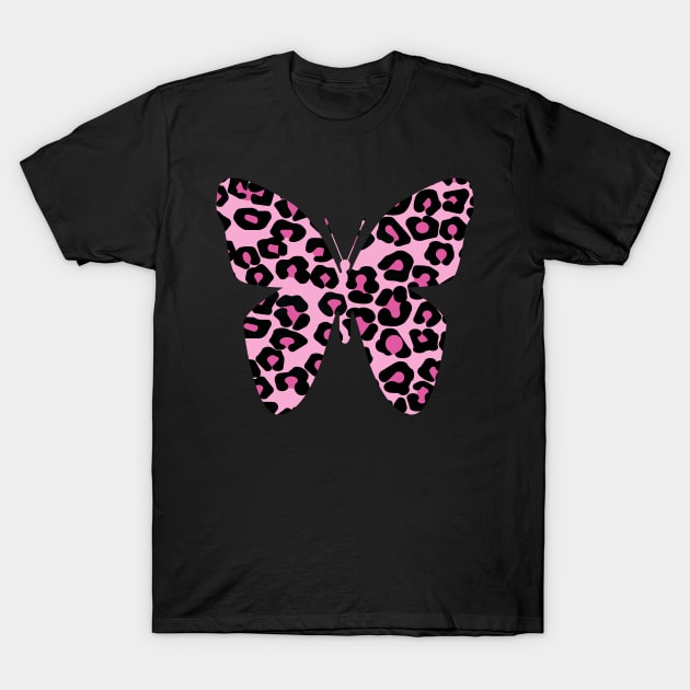 Butterfly Pink Leopard Print T-Shirt by CBV